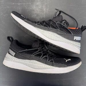 Puma Women's Black Mesh Sneakers with White Sole